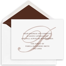 Script Initial Folded Sympathy Cards
