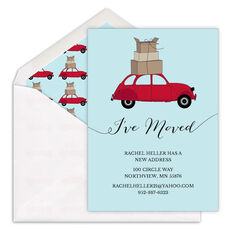 I've Moved Red Car Moving Announcements