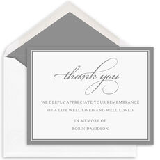 Thick Framed Thank You Flat Sympathy Note Cards