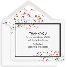 Red Tiny Blossoms Flat Sympathy Cards