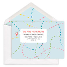 Whimsical Map Dots Moving Announcements