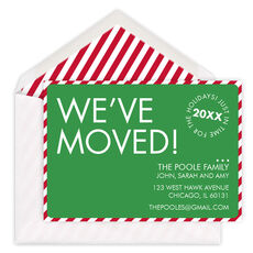 Holiday We've Moved Moving Announcements