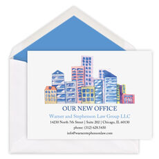 Watercolor Building Moving Announcements