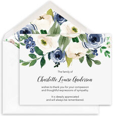Blue and Ivory Rose Flat Sympathy Cards