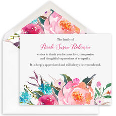 Watercolor Peonies Flat Sympathy Cards