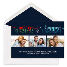 Script Holiday Greetings Flat Photo Holiday Cards
