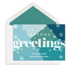 Color Block Seasons Greetings Flat Holiday Cards