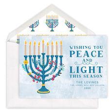 Peace and Light Flat Hanukkah Cards