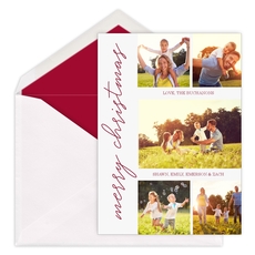 Vertical Script Holiday Greeting Flat Holiday Photo Cards