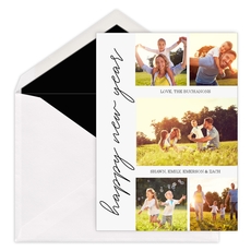 Vertical Script Holiday Greeting Flat Holiday Photo Cards