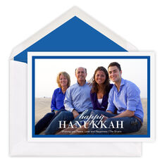 Blue Border Hanukkah Photo Cards