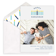 Modern Menorah Hanukkah Photo Cards