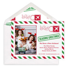 Green Seasons Greetings Photo Moving Announcements