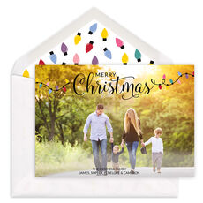 Colorful Christmas Lights Holiday Photo Cards