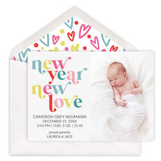 New Year New Love Flat Holiday Photo Cards