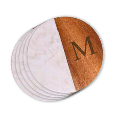 Acacia Wood and White Marble Coasters