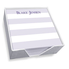 Banded Striped Memo Square with White Paperboard Holder