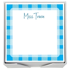 Gingham Square Memo with White Paperboard Holder