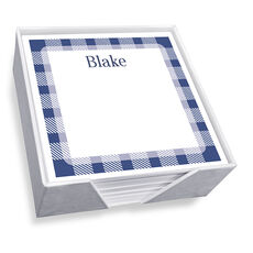 Gingham Square Memo with White Paperboard Holder