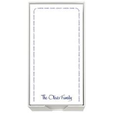 Family Arch List in Jolly Type with White Paperboard Holder