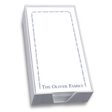 Family Arch List in Small Cap Type with White Paperboard Holder