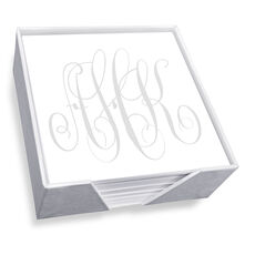 Watercolor Monogram Memo Square with White Paperboard Holder