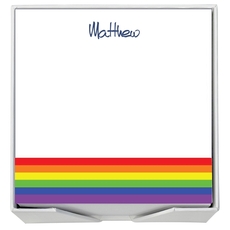 Rainbow Memo Square with White Paperboard Holder