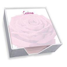 Rose Memo Square with White Paperboard Holder