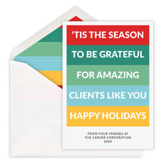 Tis the Season Striped Flat Holiday Cards