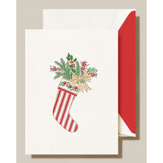 Striped Stocking Folded Holiday Cards - Raised Ink