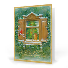 Wintry Window View Folded Holiday Cards