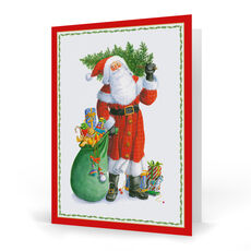 Santa Carrying Tree Folded Holiday Cards