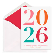Colorful New Year Flat Holiday Cards