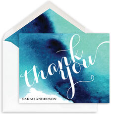 Blue Watercolor Folded Note Cards