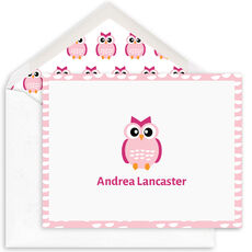 Pink Owl Folded Note Cards
