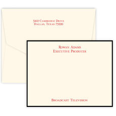 Triple Thick Adams Bordered Flat Note Cards - Raised Ink