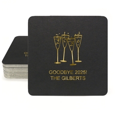 2026 New Years Glasses Square Coasters