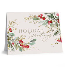 Greens and Berries Folded Holiday Cards