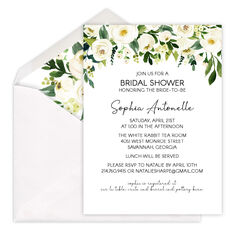 White Rose Flower Drop Invitations