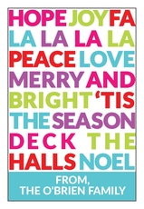 Colorful Holiday Text Vertical Gift Stickers