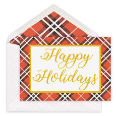 Red Plaid Folded Holiday Cards