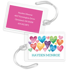 Watercolor Hearts Luggage Tags