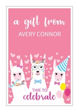Party Llamas Vertical Gift Stickers