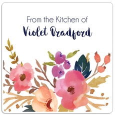 Fall Watercolor Peony Square Gift Stickers in a Jar