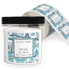 Blue Chinoiserie Square Gift Stickers in a Jar