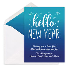 Hello New Year Flat Holiday Cards