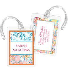 Coral and Hibiscus Luggage Tags