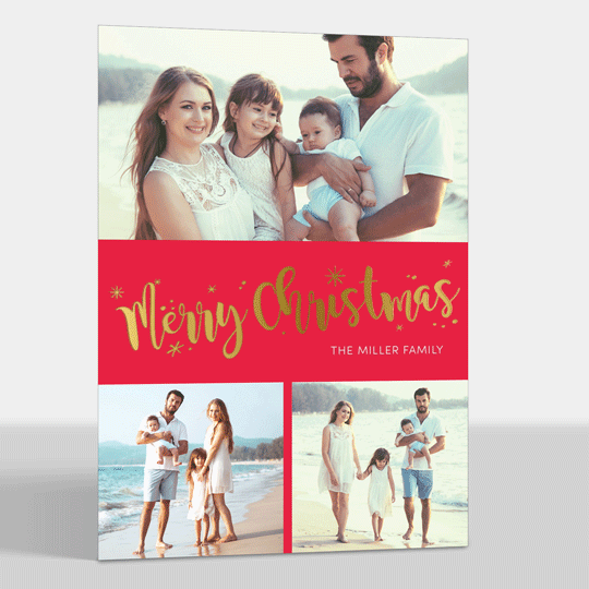 Merry Christmas Starburst Foil Holiday Photo Cards