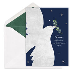 Foil Peace Dove Flat Holiday Cards