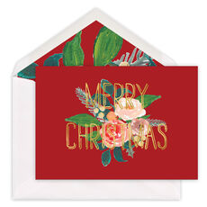 Christmas Floral Foil Folded Holiday Cards